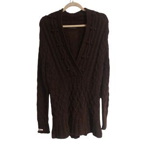 Peruvian Connection Chocolate Brown Alpaca Knit Sweater Brown Size XL